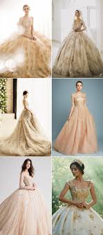 6 Unexpectedly Beautiful Wedding Dress Color Trends We Love Praise Wedding Colored Wedding Dresses Beautiful Wedding Dresses Gold Wedding Gowns
