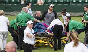 Ive heard about tennis events having horrible security and stuff, and now horrible medical attention is you can see the knee cap displaced. Tennis Ar Twitter Icymi Earlier Bethanie Mattek Sands Suffers Horrific Knee Injury Carted Off Court On A Stretcher Read Https T Co 7vwujgpmi5 Wimbledon Https T Co Xukdqua5hf