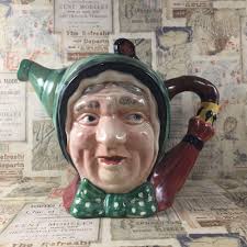 Vintage #691 Beswick Ware Siarey Gamp Teapot Toby Type Ceramic Dickens  Character Face With Hat Spout and Umbrella Handle