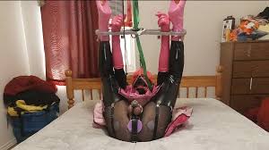 Sissy Maid Locked in Rigid Spreader Bar Ankles and Wrists: Shemale BDSM  BDSM Porn