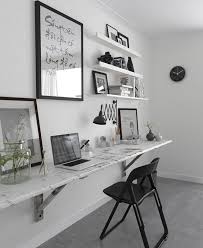 Black And White Home Office Ideas Minimalist Workspace I Black And White Workspace I Legless Desk Home Office Design Home Office Decor Eclectic Home