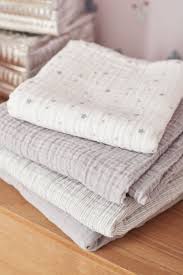 set 3 langes mousseline coton bio 70x70cm gris mixte noukie s