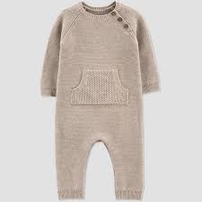 Baby Boys Knit Sweater Jumpsuit Just One You Made By Carter S Beige 3m Target