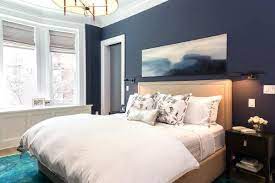 Take a look at my bedroom makeover black accent wall ideas that will bring modern edgy vibes to your home. Top 50 Best Navy Blue Bedroom Design Ideas Calming Wall Colors Blue Bedroom Walls Feature Wall Bedroom Blue Bedroom