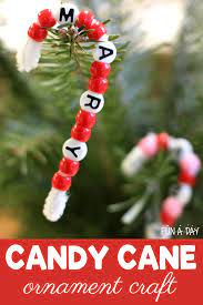 What to make christmas candy ornaments out of? Beaded Candy Cane Ornament Craft Preschoolers Can Make Fun A Day