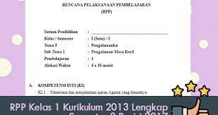 Harga perkelas (cd), harga obral berlaku untuk pembelian 1 set 4 cd (kelas 1,2,4,5). Rpp Kelas 1 Kurikulum 2013 Lengkap Semester 2 Revisi 2017 Operator Sekolah