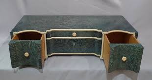 Shagreen Shark Skin Art Deco Shagreen Dressing Table Cabinet Antique Clocks