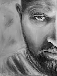 Black And White Self Portrait Painting Self Portrait Painting Acrylic Art Face Portrait Painting Portrait Ideas Art Face Artwork