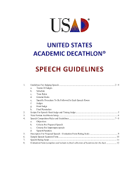 speech guidelines united states academic decathlon