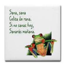 También es acompañado (algunas veces) de un beso en la herida al final de la canción. Sana Sana Colita De Rana Tile Coaster On Cafepress Com Magic Words Words Sayings
