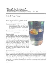 minerals that do things sink & float