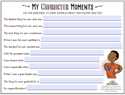 self esteem and character building worksheets for kids and teens