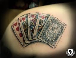 Great Poker Theme Tattoo Royal Flush Draw Card Tattoo Card Tattoo Designs Spade Tattoo