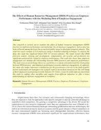 Ratings by 14 selangor human resource development centre (shrdc) employees. Pdf The Effects Of Human Resources Management Hrm Practices On Employee Performance With The Mediating Role Of Employee Engagement
