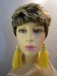 Tassel Earrings, Boho YARN Earrings, Romantic, Glam Yellow Earrings, Large  Earrings, Hippie, Urban Earrings.