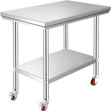 These commercial stainless steel tables are constructed of heavy duty stainless steel and are nsf approved for commercial use. 24 X12 Kitchen Stainless Steel Work Table Kitchen Utility 4 Caster Wheels 871248304683 Ebay