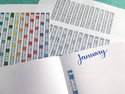 Free Printable 2021 Monthly Calendar Date Strips For Bullet Journals These Bullet Journal Date Strips Are In 2020 Printable Graph Paper Grid Journals Calendar Strips