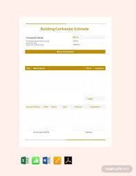 Instantly Download Free Building Contractor Estimate Template Sample Example In Pdf Microsof In 2020 Estimate Template Letterhead Template Word Letterhead Template