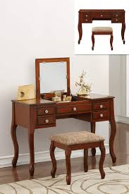 This stylish contemporary vanity table comes with swivel adjustable mirrors and 3 storage drawers. Vanity Cherry Flip Top Mirror Makeup Table Affordable Home Furniture