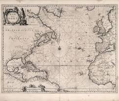 Historical Nautical Chart Of Atlantic Ocean 17th Century