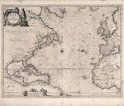 historical nautical chart of atlantic ocean 17th century