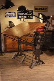 renaud jaylac brocantes antiquites industrielles meuble de metier d atelier industrial drafting tables industrial style decor metal and wood bench