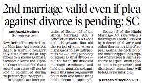 The Supreme Court Has Clarified That The Second Marriage Would Not Be Void If Solemnized During The Pendency Of The Hindu Marriage Act Divorce Lawyers Divorce