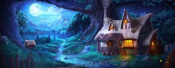 Wizard S Cabin Picture Big By Juhani Jokinen Anime Scenery Fantasy Landscape Cottage Art