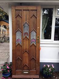 Large 1930s Front Door Art Deco Wooden Reclaimed Period Stained Glass Oak Rare Stained Glass Door Entrance Wood Door Unique Doors