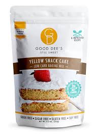 Low carb chocolate pie that has a silky smooth sugar free chocolate pudding filling in a melt in your mouth almond flour and butter crust. Good Dee S Yellow Snack Cake Mix Low Carb Sugar Free Gluten Free Good Dee S
