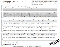 Anime Guitar Tabs Tabs For Crossing Field Sword Art Online Sword Art Online Basic Guitar Lessons Online Guitar Lessons