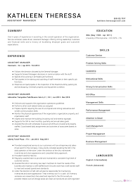Assistant finance manager 07/2012 to current. Assistant Manager Resume Sample Cv Owl