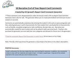 Maybe you would like to learn more about one of these? Narrative End Of Year Report Card Comments By Report Card Comments Made Easy