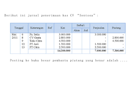 Pada tanggal 12 juli 2012, dibeli barang dagangan dari pt. Soal Posting Ke Buku Besar Utama Dan Buku Besar Pembantu