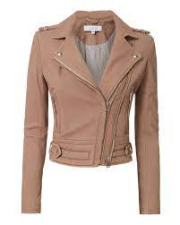 Luiga Pink Leather Cropped Moto Jacket Cropped Leather Jacket Beige Leather Jacket Leather Jackets Women