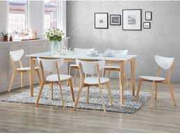 Grand choix de tables de salle à manger en bois massif : Ensemble Table Extensible 6 Chaises Carine Blanc