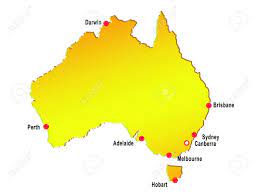 Australia Main Cities Map Map Of Australia With Major Cities Stock Photo, Picture And Royalty Free  Image. Image 6195772.
