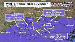 Winter Weather Advisory posted for parts of central & eastern PA for Monday  nightTuesday