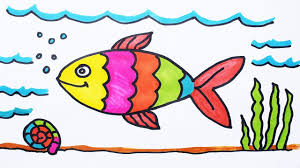 How To Draw Fish And Coloring Fish Under Water For Kids How To Color A Boat On Sea Youtube Easy Fish Drawing Fish Drawings Drawn Fish