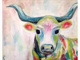 Paint And Sip Cute Colorful Cow