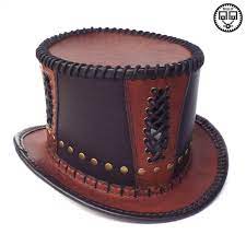 Leather Top Hat Etsy In 2020 Leather Top Hat Top Hat Leather Hats