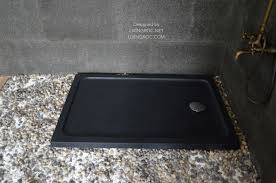 Just spray wet & forget shower on your natural stone shower walls and floor at night. 48 X32 Granite Shower Base Pure Black Stone Palaos Shadow