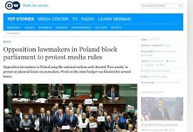 Deutsche Welle zwraca uwagę, że posłowie opozycji w Polsce zablokowali  mównicę w Sejmie, aby bronić wolności prasy - WP Wiadomości