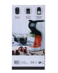 Capsule coffee machines have become especially popular today as they make it both easy and convenient to make a quick and good coffee cup and it is almost no matter what kind of coffee you would like to drink. Energi Coffee Maker Multi Capsule Eg 504 White Red Buy Coffee Makers Online Best Price And Offers Ksa Hnak Com