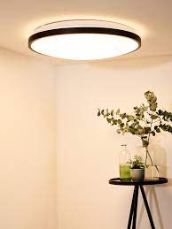 lucide polaris flush ceiling light o 55 7 cm led dim to warm 1x50w 2700k 4000k black ceiling lights flush ceiling lights ceiling lamp