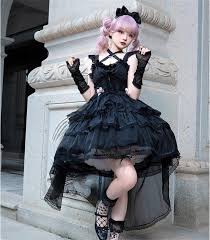 Japanese Lolita Ruffled Sweet High Waist Princess Women Dress Gothic Dress  | eBay