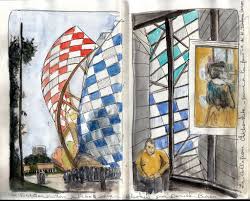 Fondation Louis Vuitton De Frank Gehry Relookee Par Daniel Buren Magnifique Exposition Chtchoukine Croquis Urbain Fondation Louis Vuitton Dessin Architecture