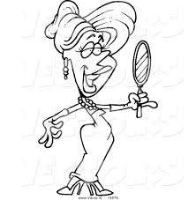 Vector Of A Cartoon Beautiful Blond Woman Using A Hand Mirror Coloring Page Outline By Toonaday 16979 Here we find around 1. cartoon beautiful blond woman using