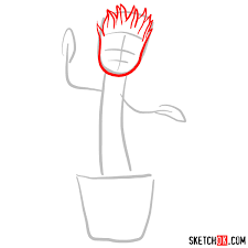 Step by step drawing tutorial. How To Draw Baby Groot In A Pot Sketchok Easy Drawing Guides