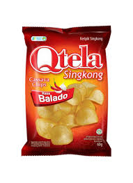 Keripik terutama keripik singkong adalah makanan ringan yang cukup merakyat di indonesia dan selain itu sambal balado dari keripik singkong cap salam ini dapat dinikmati semua kalangan. Qtela Keripik Singkong Balado Pck 60g Klikindomaret